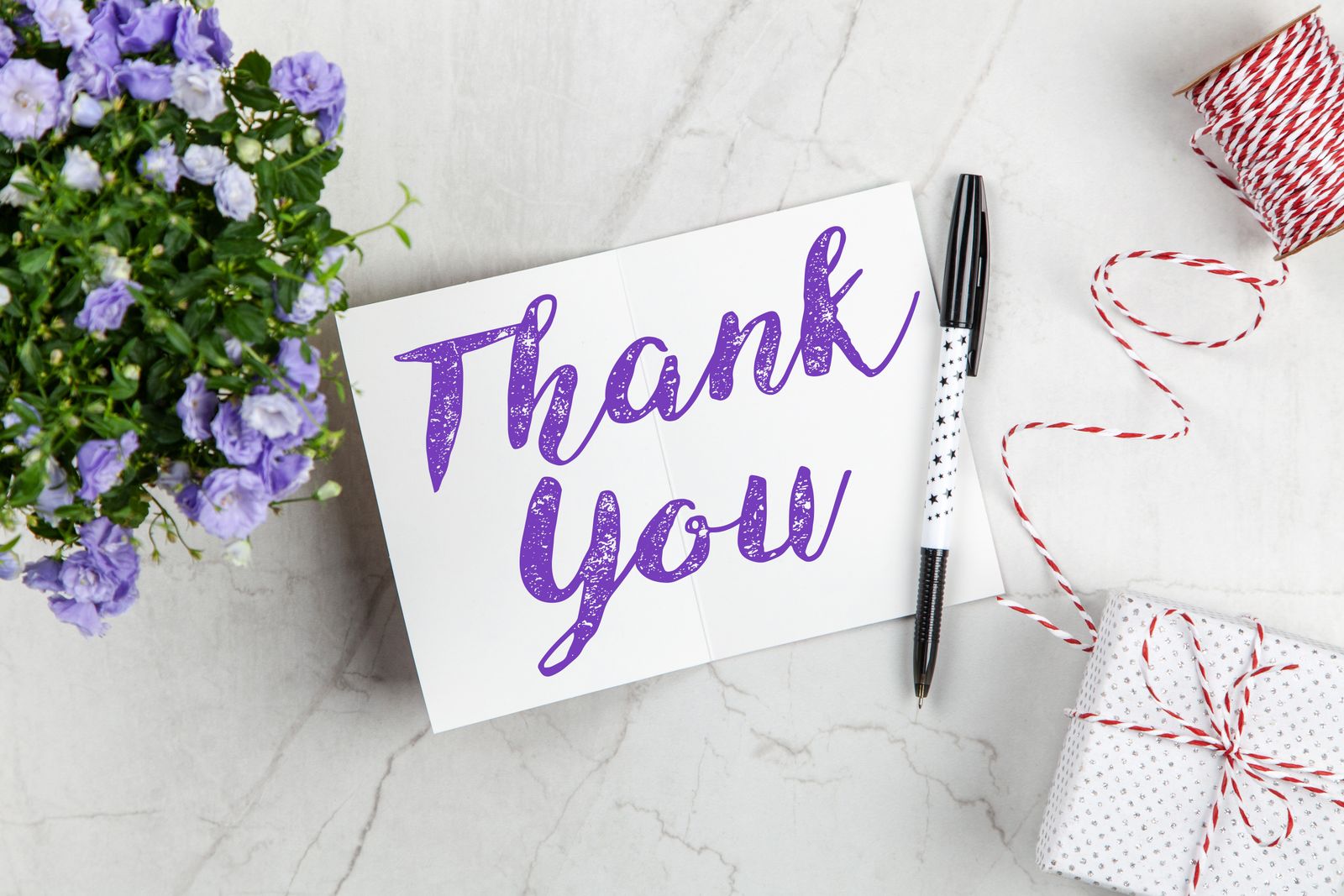 Thank-you stationery flat lay