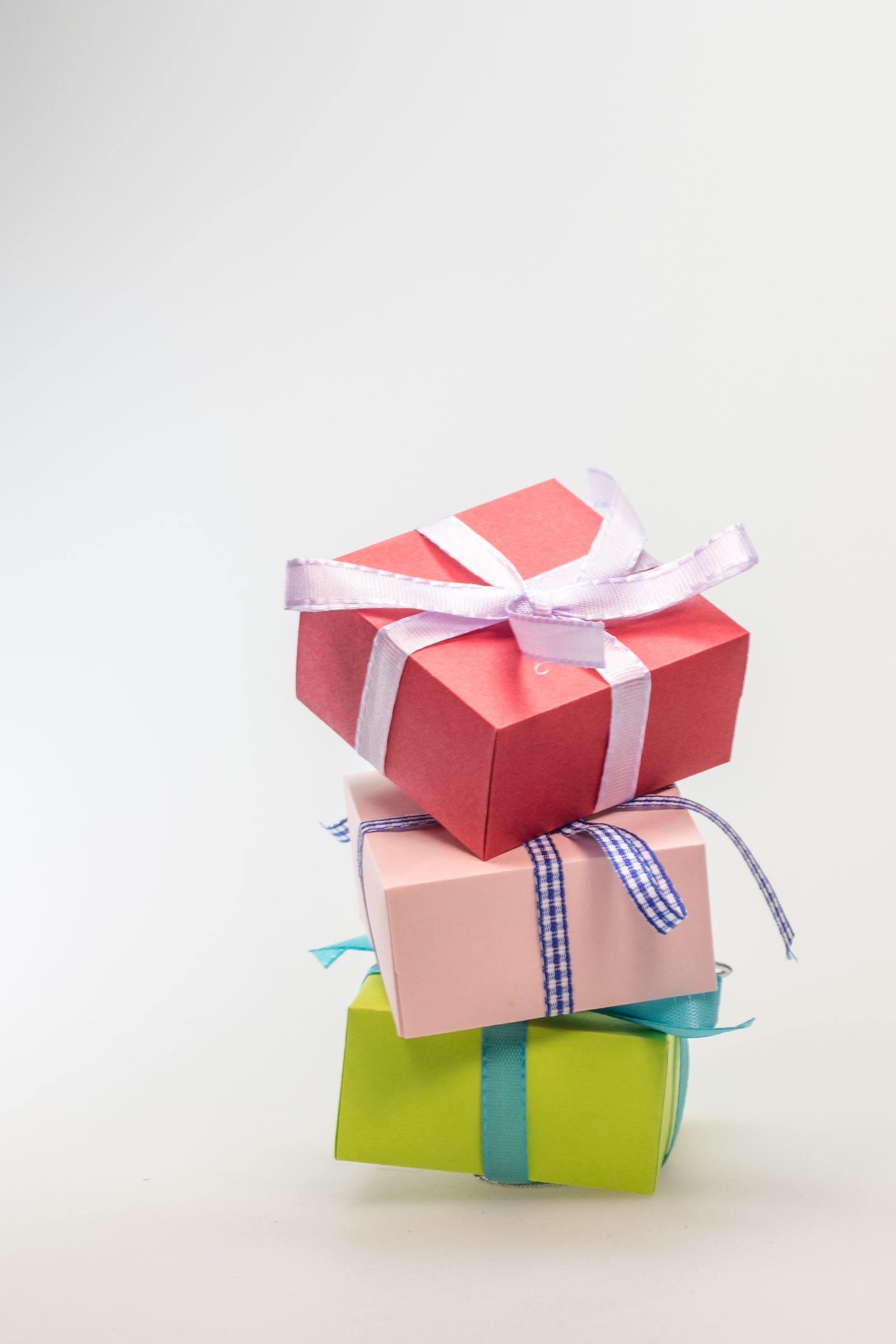 Colorful gift boxes with ribbon